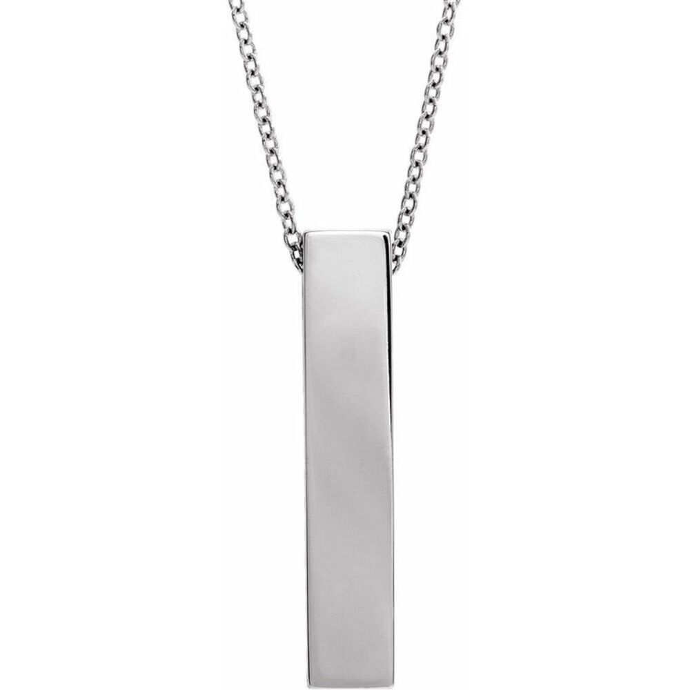 Platinum Brushed Vertical Bar Slide Necklace, 16-18 Inch